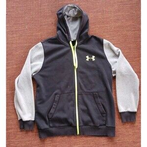 Under Armour Hoodie Men's XL Colorblock Zip-Up Loose Black Gray